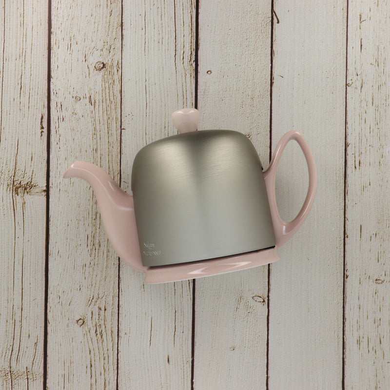 Tea pot pink zinc aluminium Lid 4 cups