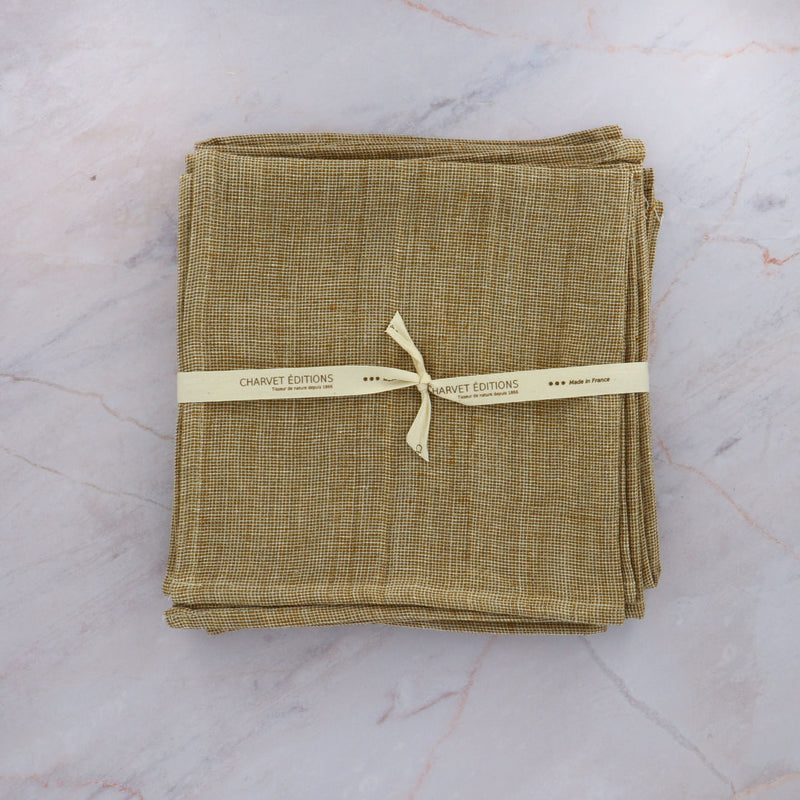 Charvet Edition Napkins MODENA Wood Linen on Marble