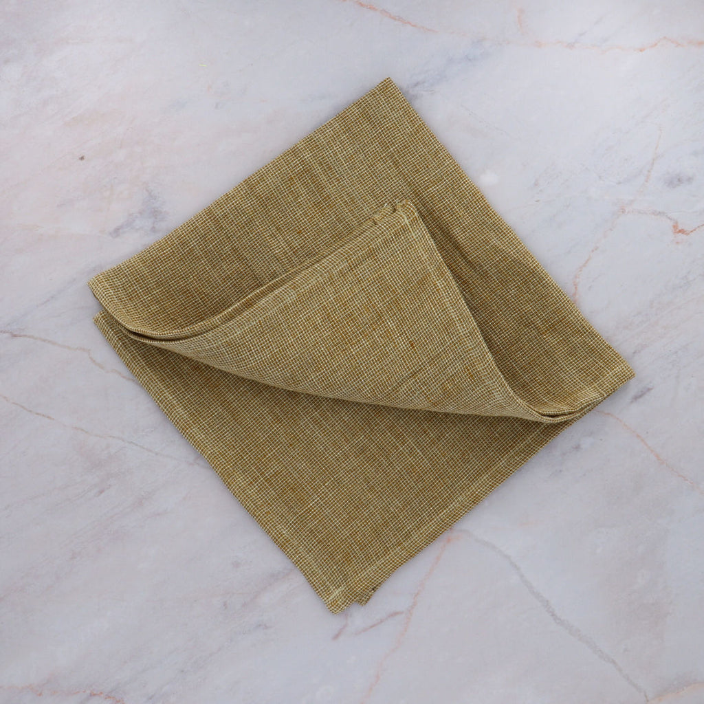 Charvet Edition Folded Napkins MODENA Wood Linen on Marble