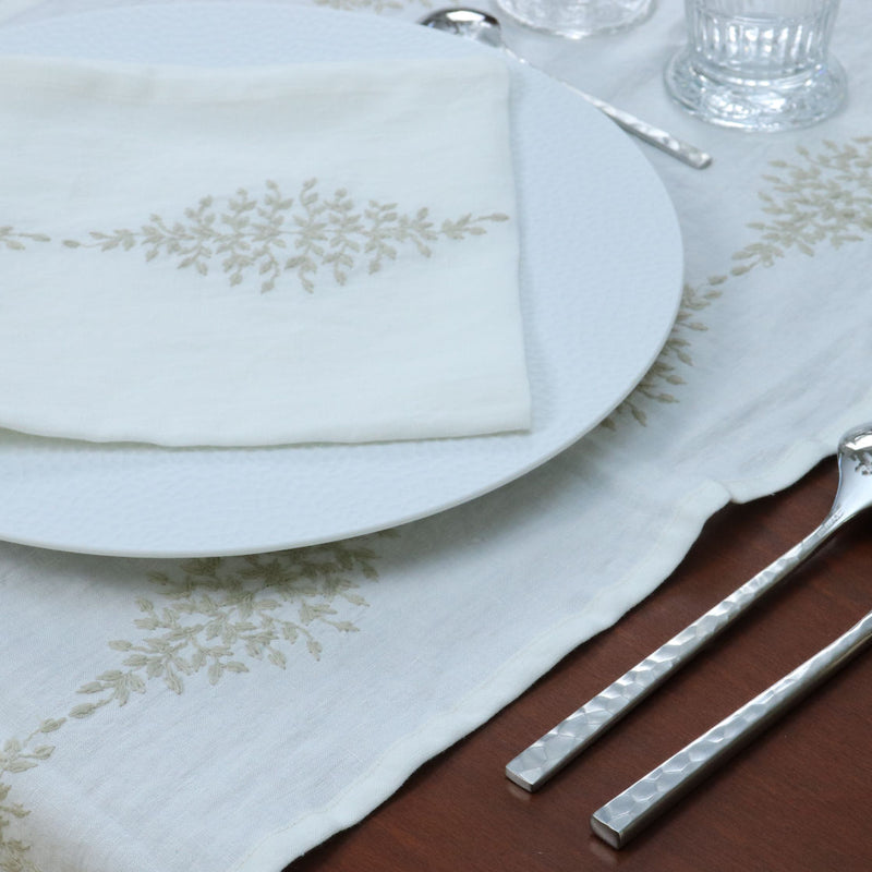 6 Embroidered Napkins White 90% linen | 10% polyester