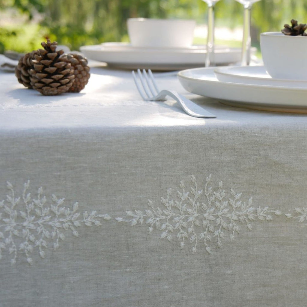 Embroidered  Table Runner Natural
