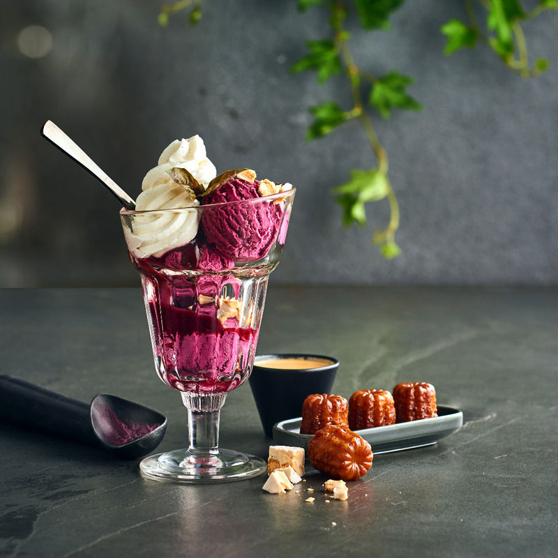 La Rochere Hight Charlotte Glass Cups With Ice Cream and French Caneles